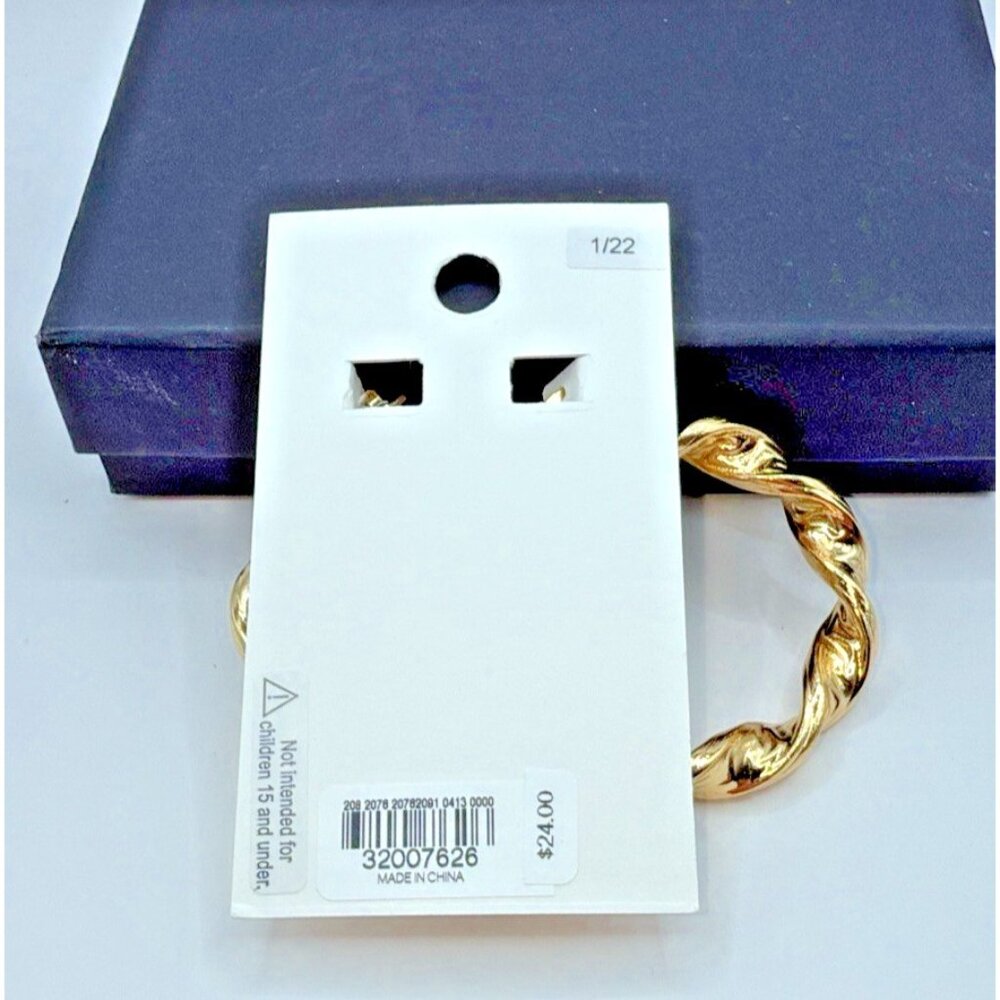 Express Twisted Gold Tone 2" Funky Flashy Hoop Loop Earrings Classy MSRP $24 - Picture 3 of 3